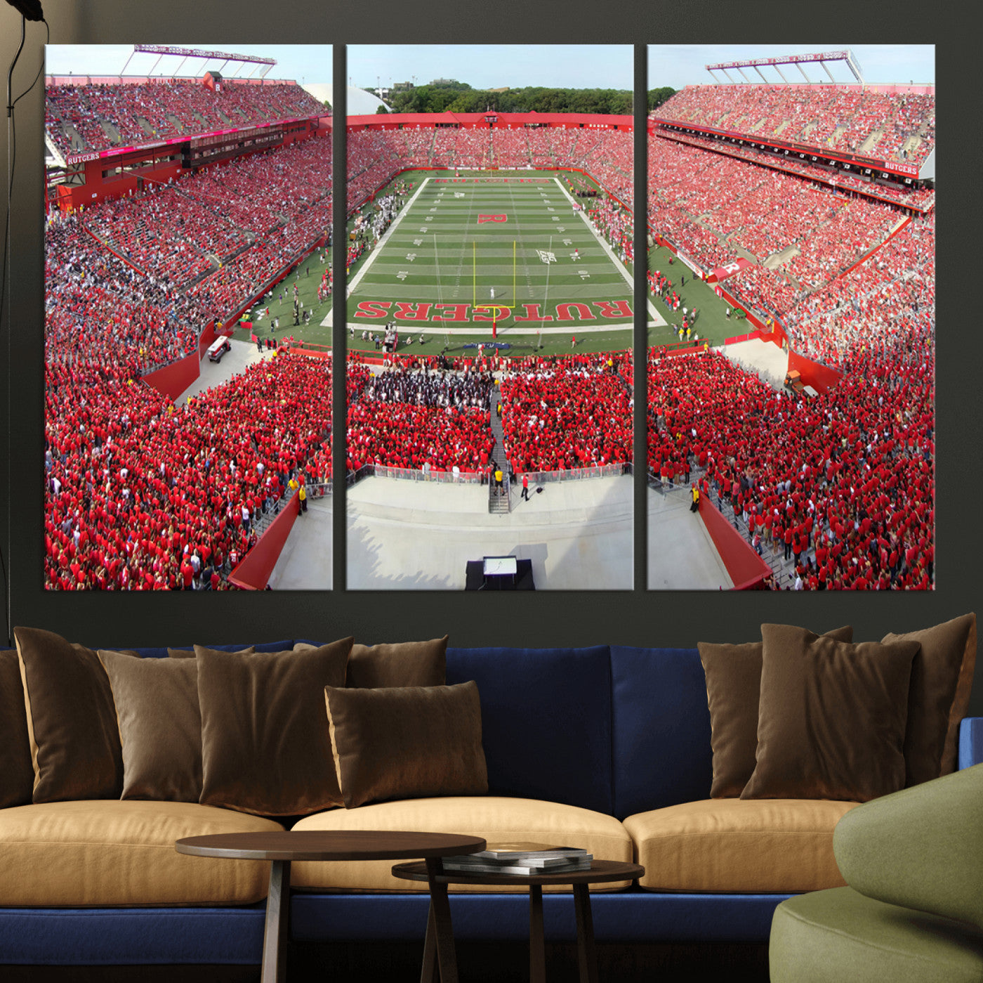 90818-MGV-CV-36X24-Rutgers Scarlet Knights Football Team Print - Piscataway SHI Stadium Wall Art Canvas Print