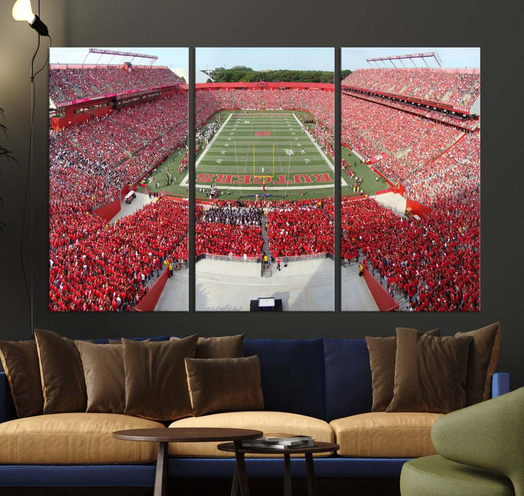 Rutgers Scarlet Knights Football Team Print - Piscataway SHI Stadium Wall Art Canvas Print