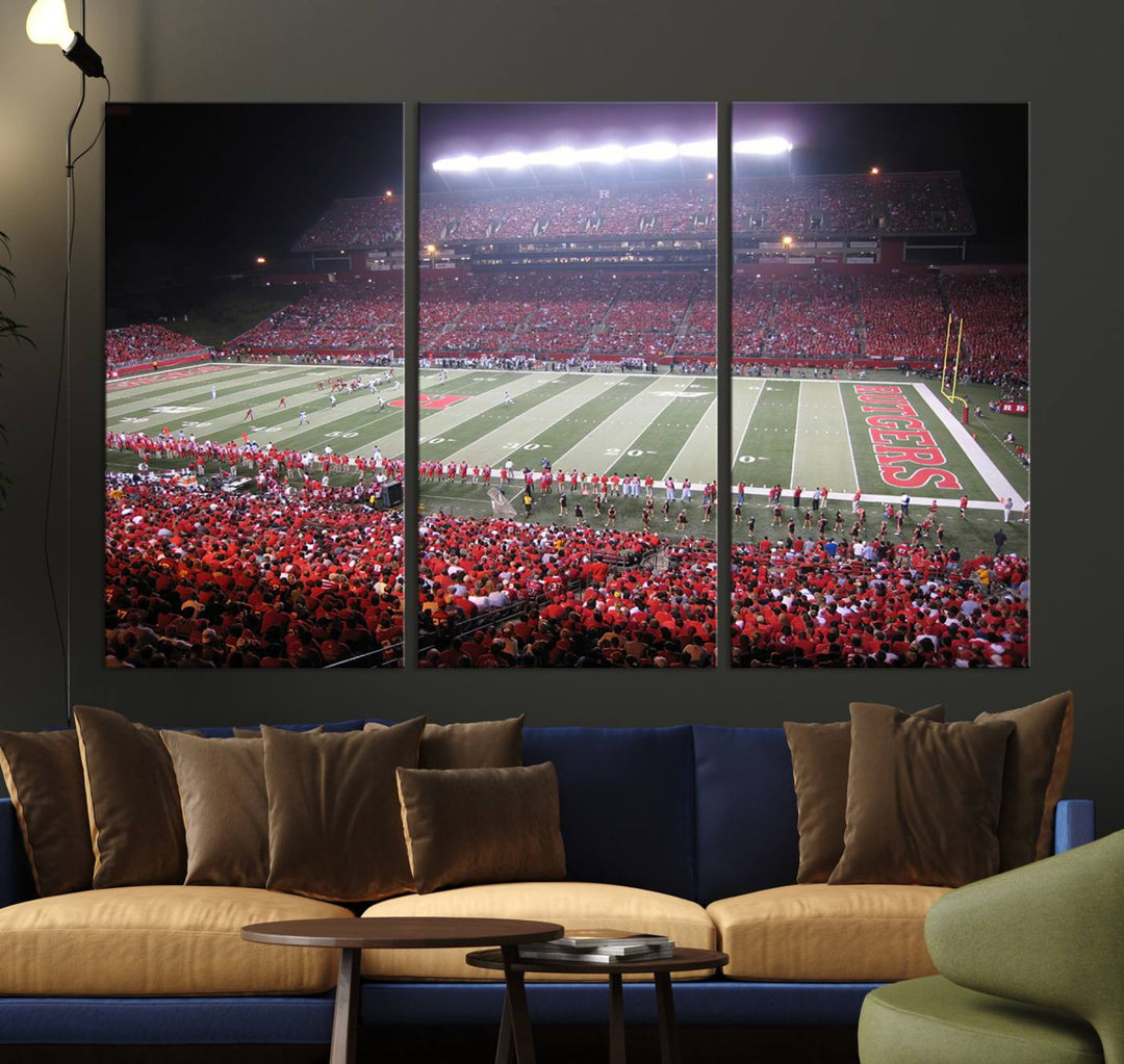 Rutgers University Scarlet Knights Football Team Print - Piscataway SHI Stadium Wall Art Canvas Print