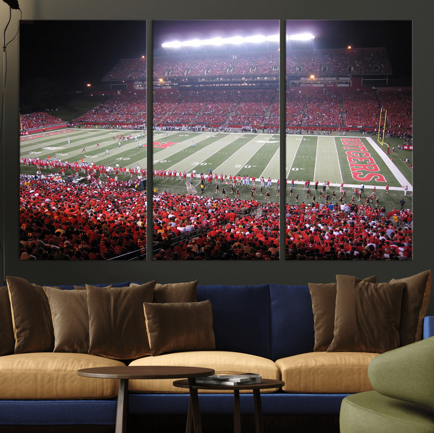 MGV-CV-48X32-3P - Rutgers University Scarlet Knights Football Team Print - Piscataway SHI Stadium Wall Art Canvas