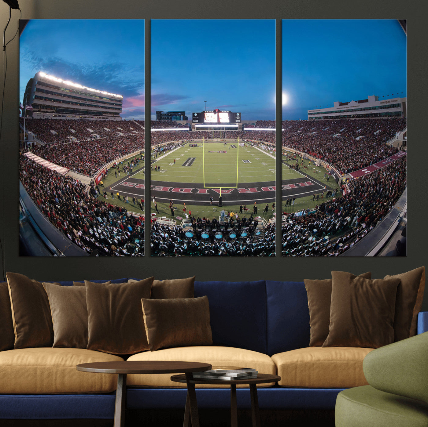 60763-MGV-CV-48X32-3P-Texas Tech Red Raiders Canvas, Framed Football Team Print - Lubbock Jones AT&T Stadium Wall Art