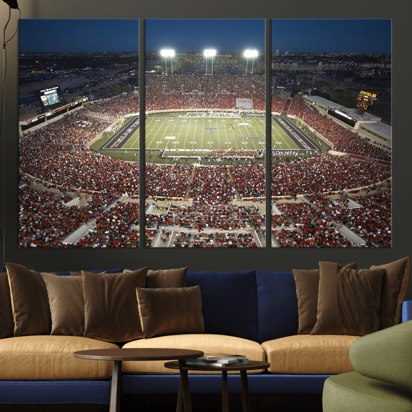 MGV-CV-48X32-3P - Texas Tech Red Raiders Football Team Print - Lubbock Jones AT&T Stadium Wall Art Canvas Print