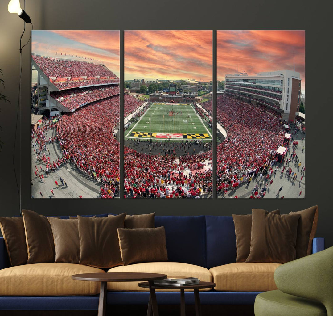 University of Maryland Terrapins Football Team Print - College Park SECU Stadium Wall Art Canvas Print