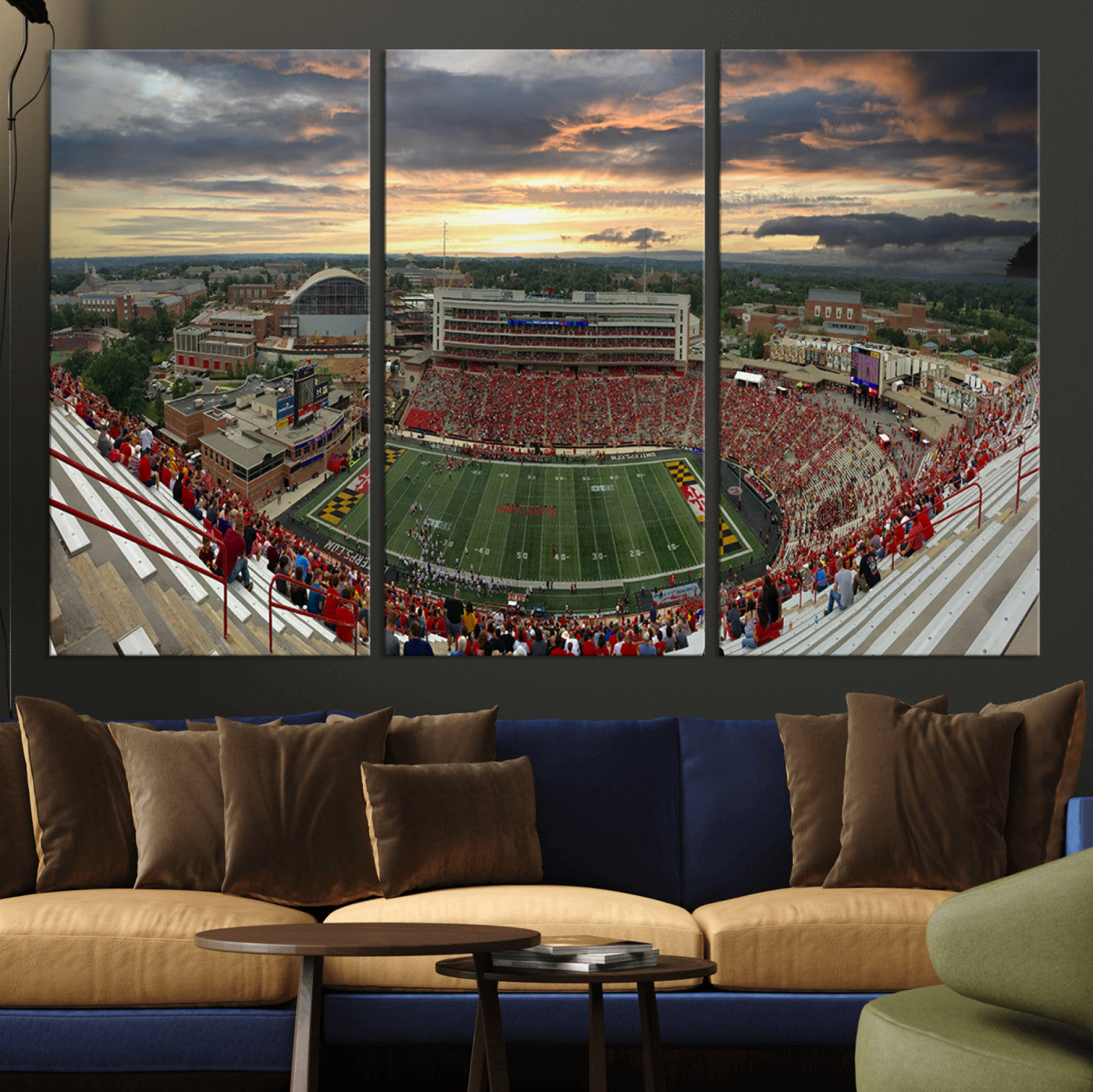 MGV-CV-48X32-3P - University of Maryland Terrapins Football Team Print - College Park SECU Stadium Wall Art Canvas