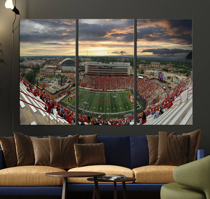 University of Maryland Terrapins Football Team Print - College Park SECU Stadium Wall Art Canvas Print