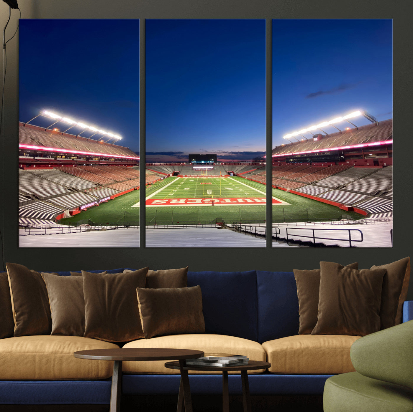 MGV-CV-48X32-3P - Rutgers Scarlet Knights Football Team Print - Piscataway SHI Stadium Wall Art Canvas Print