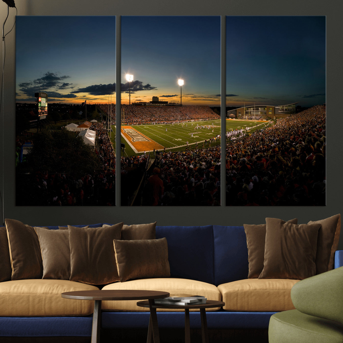 MGV-CV-48X32-3P - Ball State Cardinals Football Team Print - Muncie Scheumann Stadium Wall Art Canvas Print
