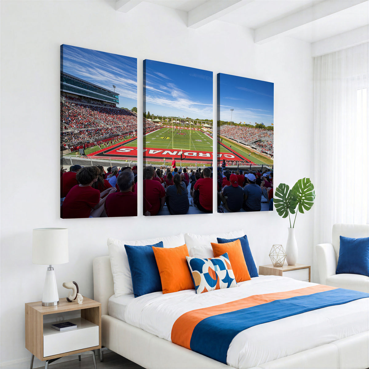 71475-MGV-CV-36X24 - Ball State Cardinals Football Team Print, Muncie Scheumann Stadium