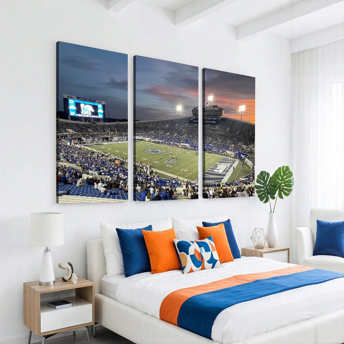 64409-MGV-CV-36X24 - Memphis Tigers Football Team Print, Memphis Simmons Bank Liberty Stadium