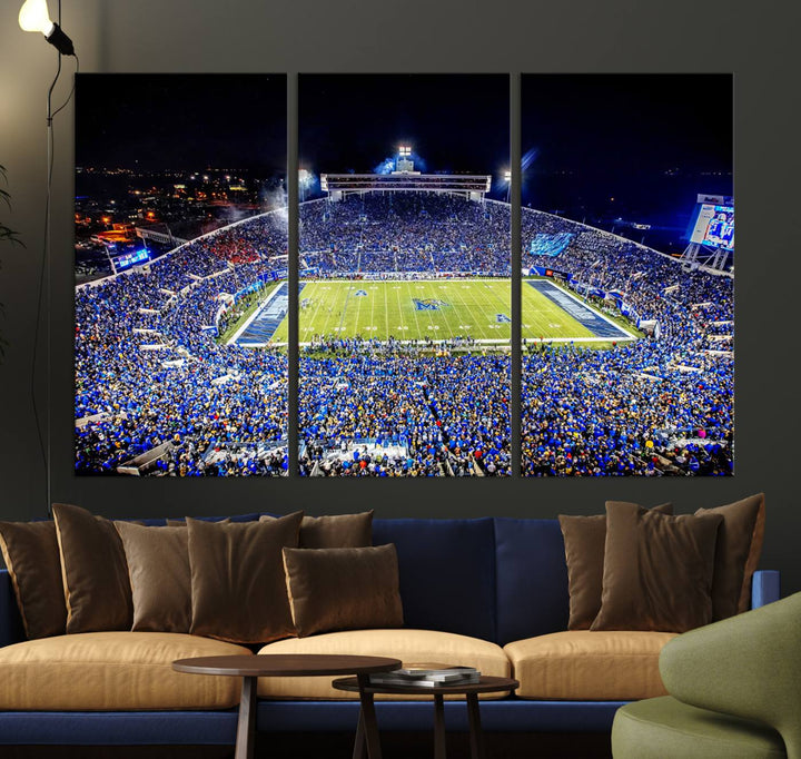 University of Memphis Tigers Football Team Print - Memphis Simmons Bank Liberty Stadium Wall Art Canvas Print