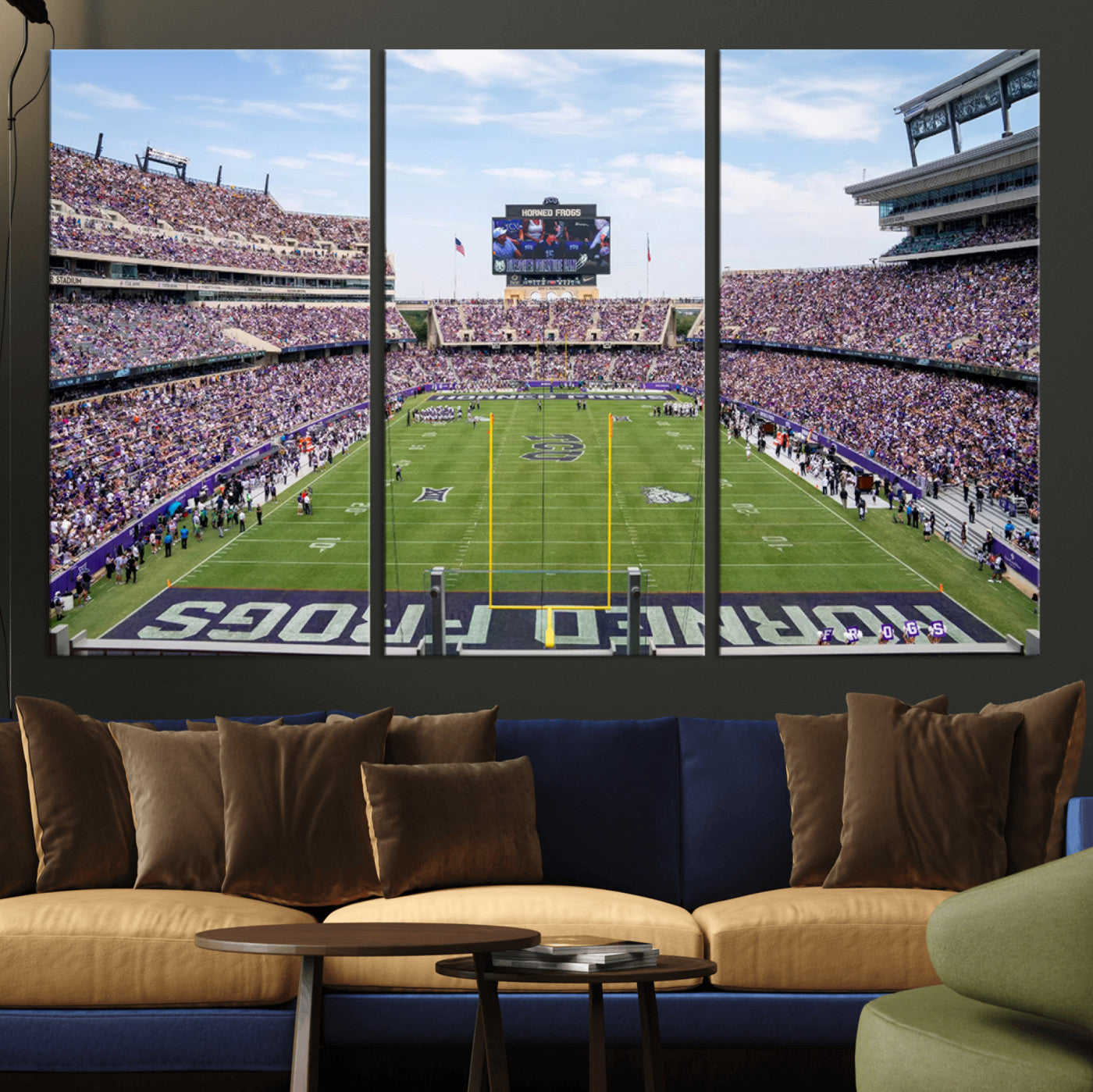 MGV-CV-48X32-3P - TCU Horned Frogs Football Team Print - Fort Worth Amon G. Carter Stadium Wall Art Canvas Print
