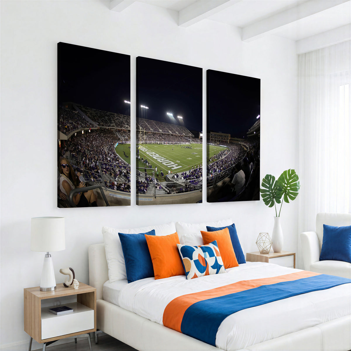 59222-MGV-CV-36X24 - TCU Horned Frogs Football Team Print, Fort Worth Amon G. Carter Stadium