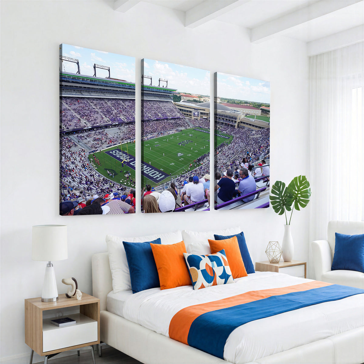 95139-MGV-CV-36X24 - The Texas Christian University TCU Horned Frogs Football Team Print, Fort Worth