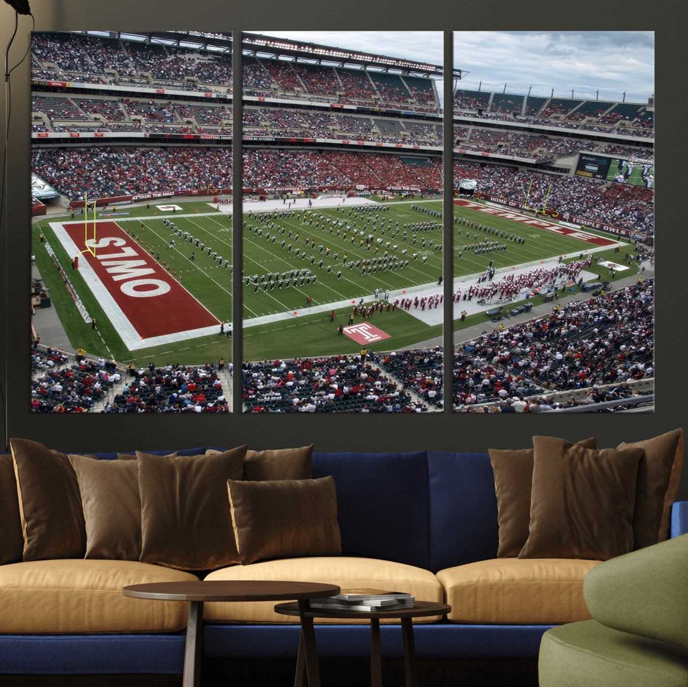 MGV-CV-48X32-3P - The Temple University Owls Athletics Team Print - Philadelphia Lincoln Financial Field Stadium Wall