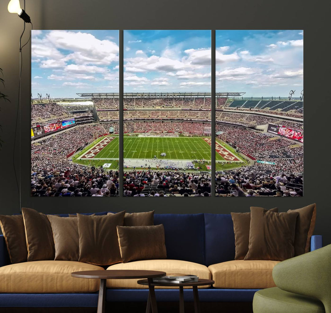 The Temple University Owls Athletics canvas print of a game at Lincoln Financial Field.