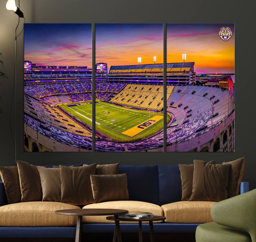 The Louisiana State University Tigers Football Team Print - Baton Rouge Tiger Stadium Wall Art Canvas Print