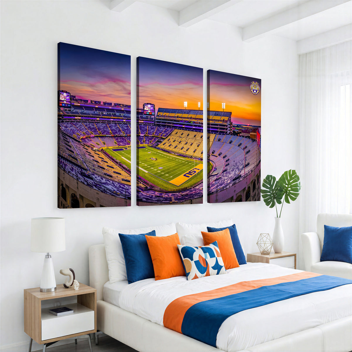 93538-MGV-CV-36X24 - The Louisiana State University Tigers Football Team Print, Framed and Ready to Hang Stadium Print
