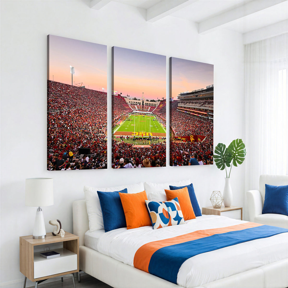 39904-MGV-CV-36X24 - The University of Southern California USC Trojans Football Team Print, Home Bar Wall Decor
