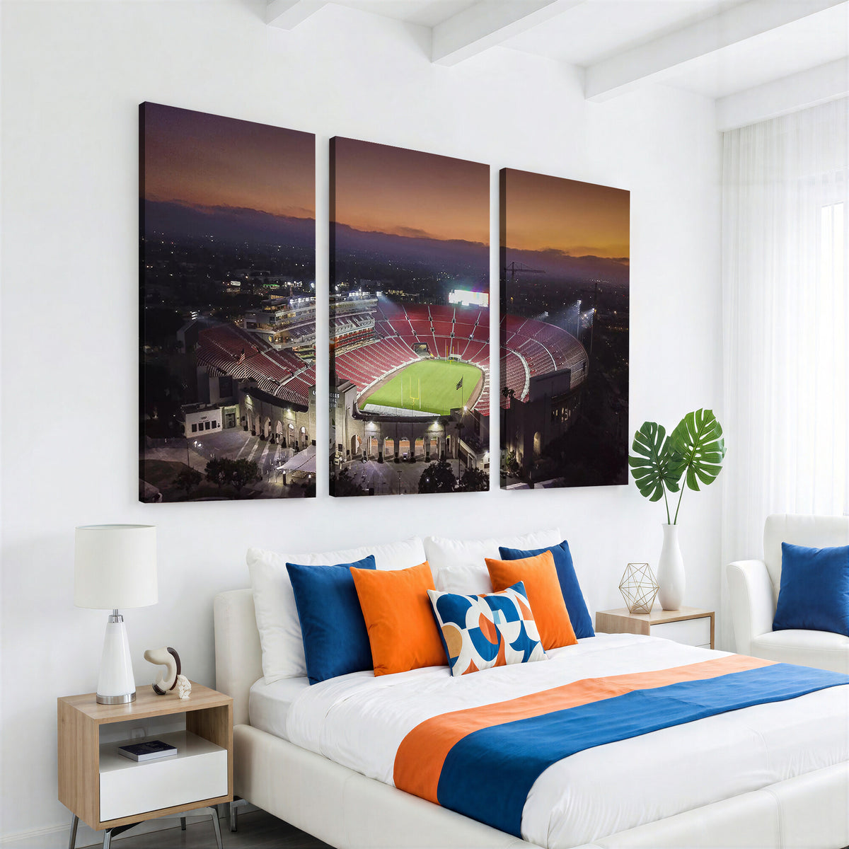 50666-MGV-CV-36X24 - The University of Southern California USC Trojans Football Team Print, Los Angeles Memorial Coliseum