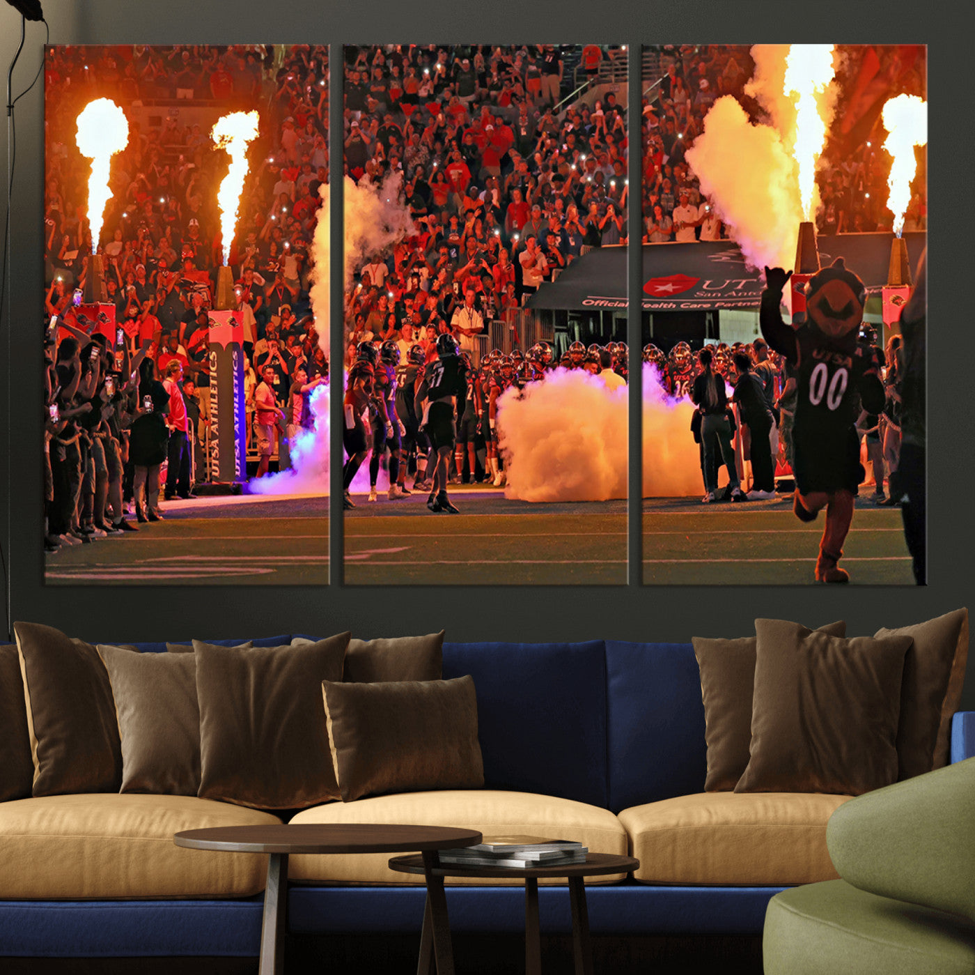 MGV-CV-48X32-3P - The University of Texas at San Antonio Roadrunners Football Team Print - San Antonio Alamodome Wall