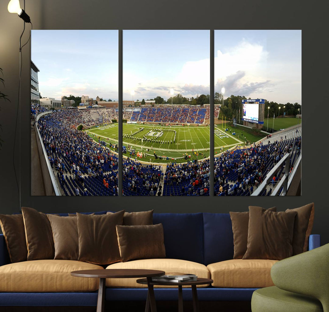 Wallace Wade Stadium print featuring a green field and sky.