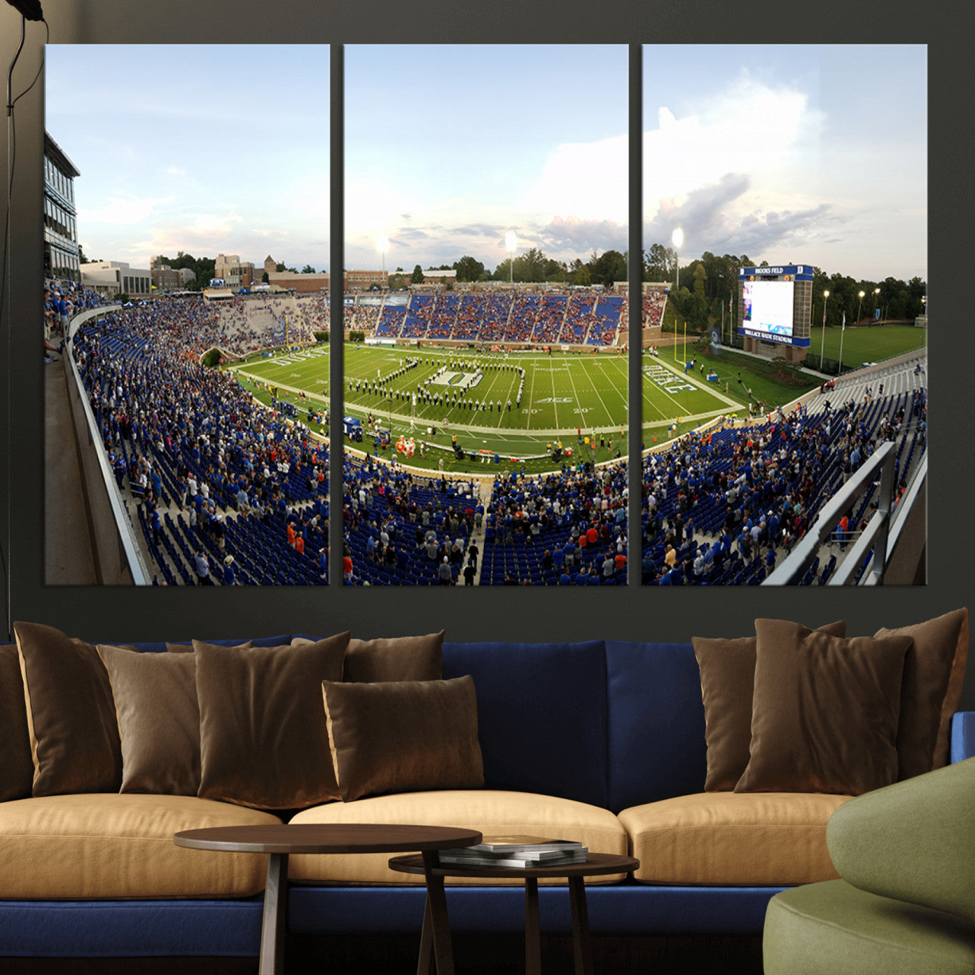 MGV-CV-48X32-3P - The Duke University Blue Devils Football Team Print - Durham Wallace Wade Stadium Wall Art Canvas
