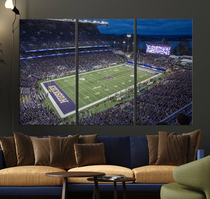 The University of Washington Huskies Football Team Print - Seattle Husky Stadium Wall Art Canvas Print