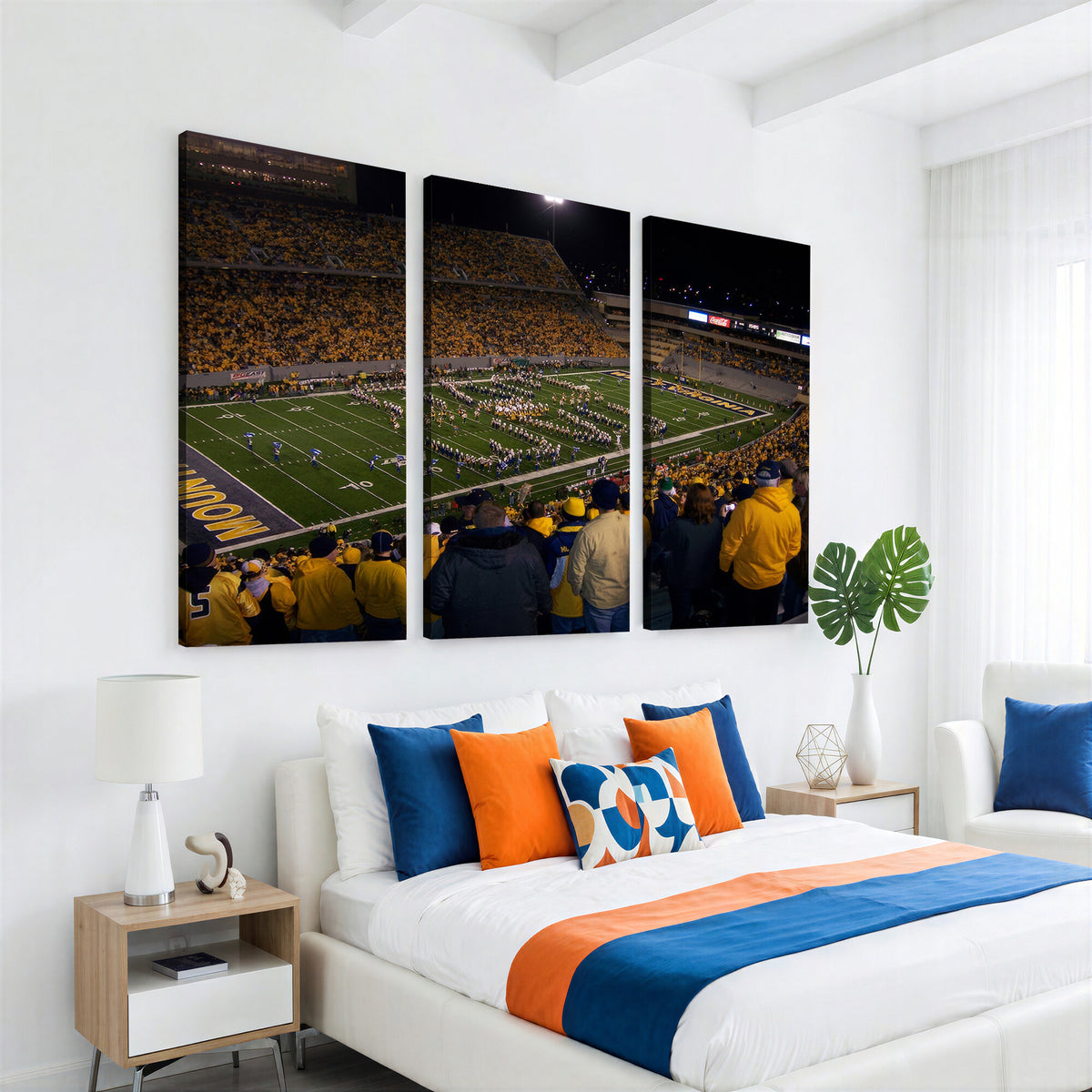 58154-MGV-CV-36X24 - West Virginia University Mountaineers Football Team Print, Milan Puskar Stadium, Morgantown