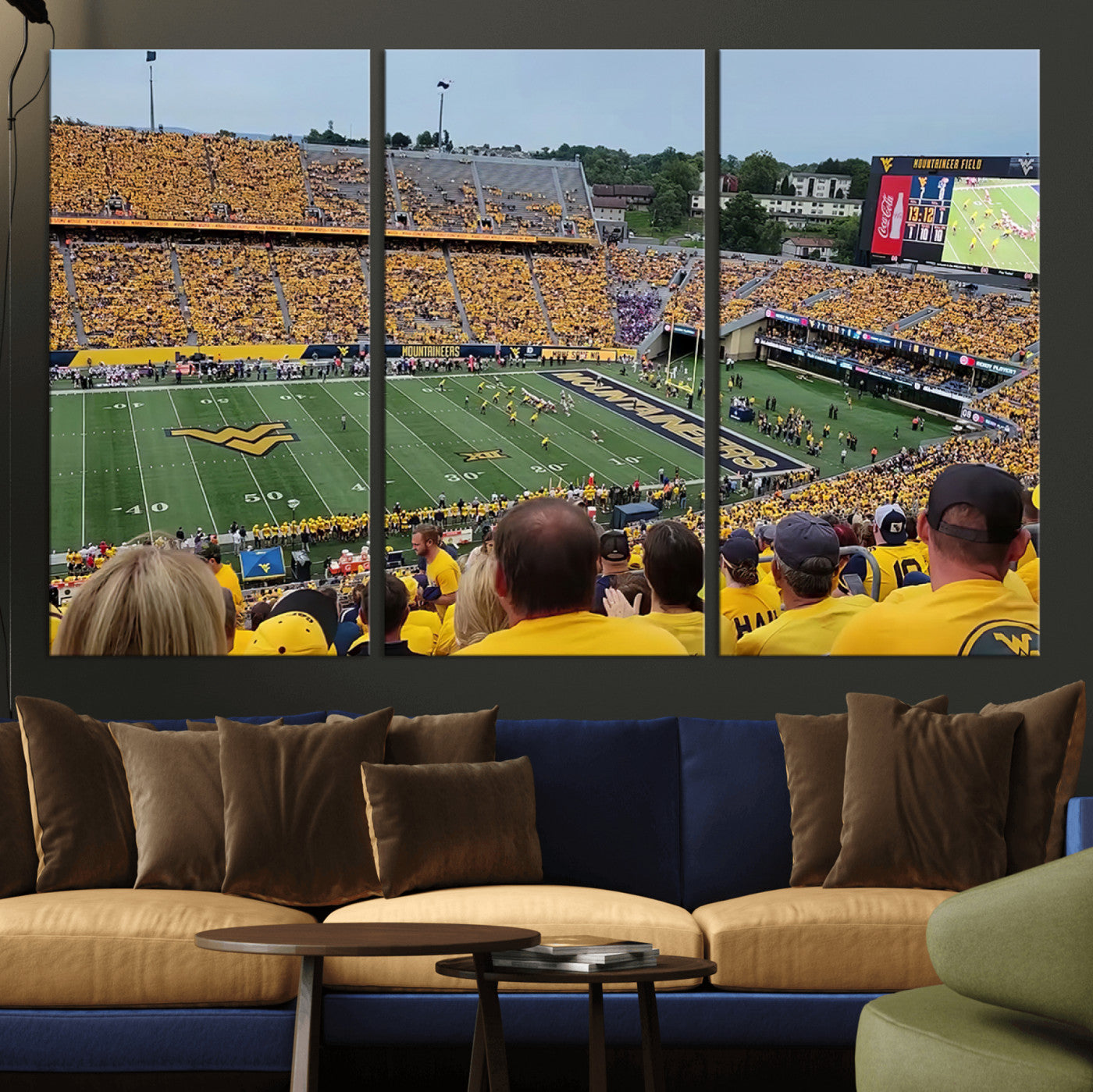 MGV-CV-48X32-3P - Puskar Stadium Canvas Print Wall Art - Morgantown Print - West Virginia University Mountaineers