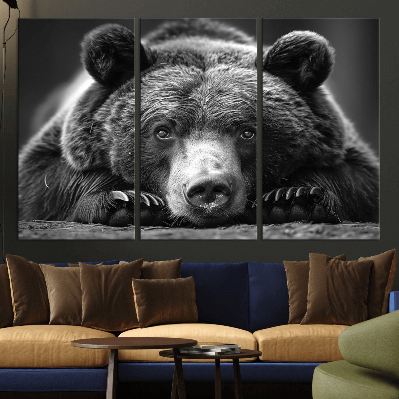-Resting Grizzly 399 Bear Canvas Print | Ready to Hang Wall Art | Rustic Cabin & Farmhouse Decor |