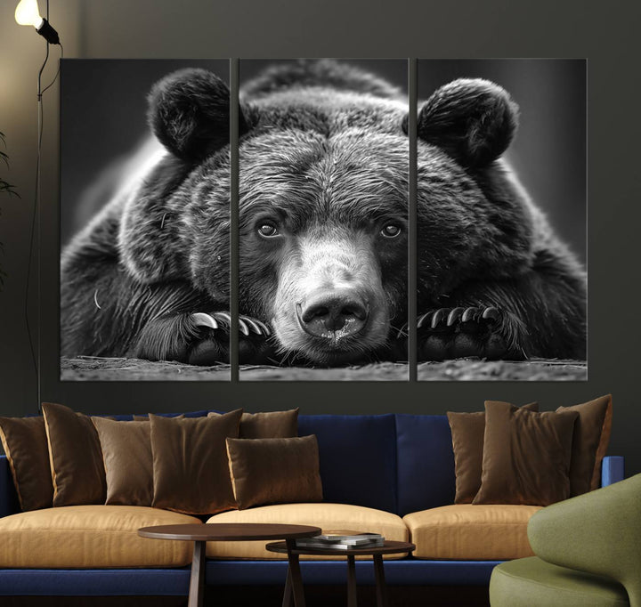 Resting Grizzly Bear Canvas Print | Ready to Hang Wall Art | Rustic Cabin & Farmhouse Decor | Wildlife Art