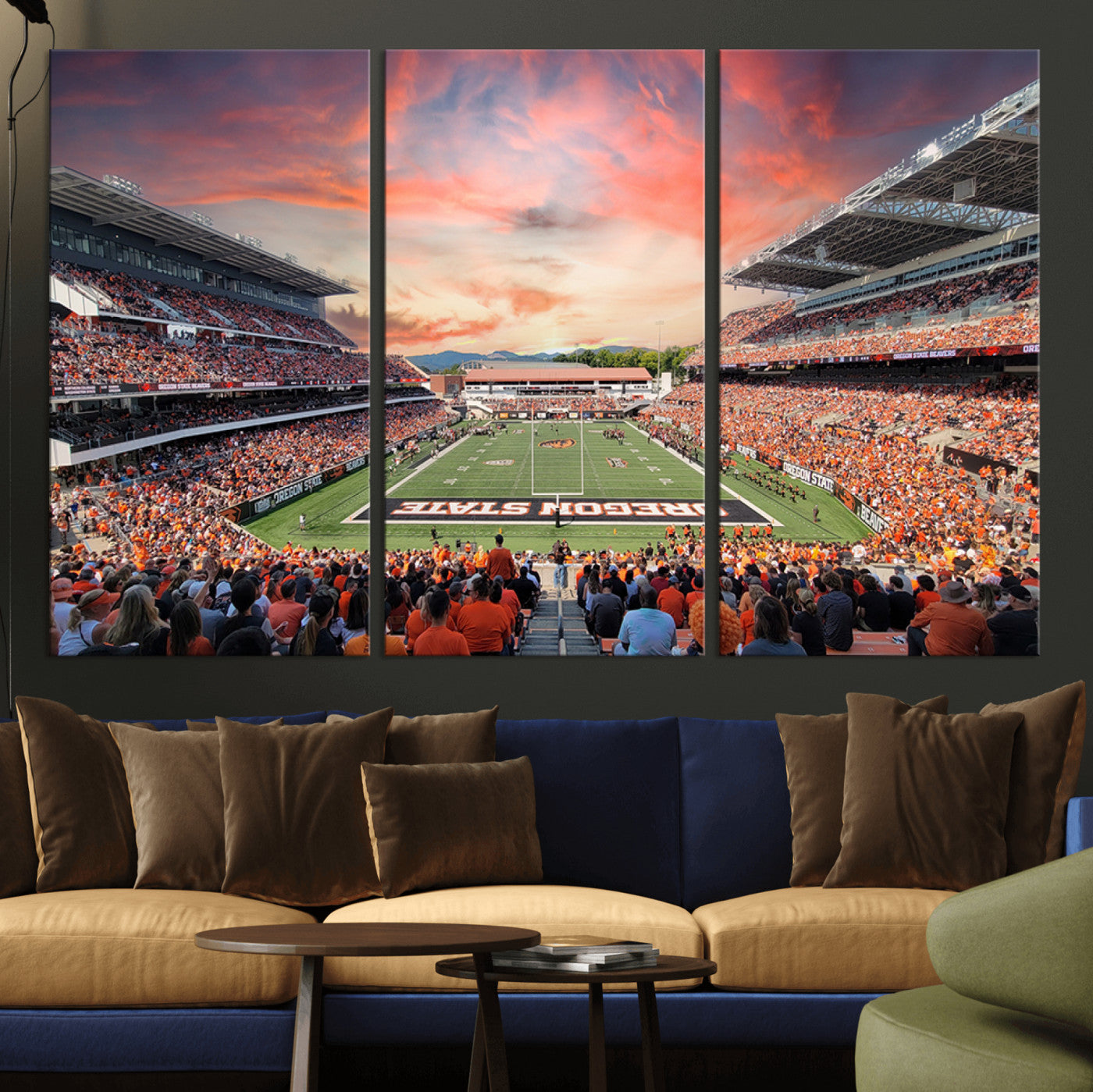 54167-MGV-CV-36X24-Oregon State Beavers Football Team Print - Corvallis Reser Stadium Wall Art Canvas Print