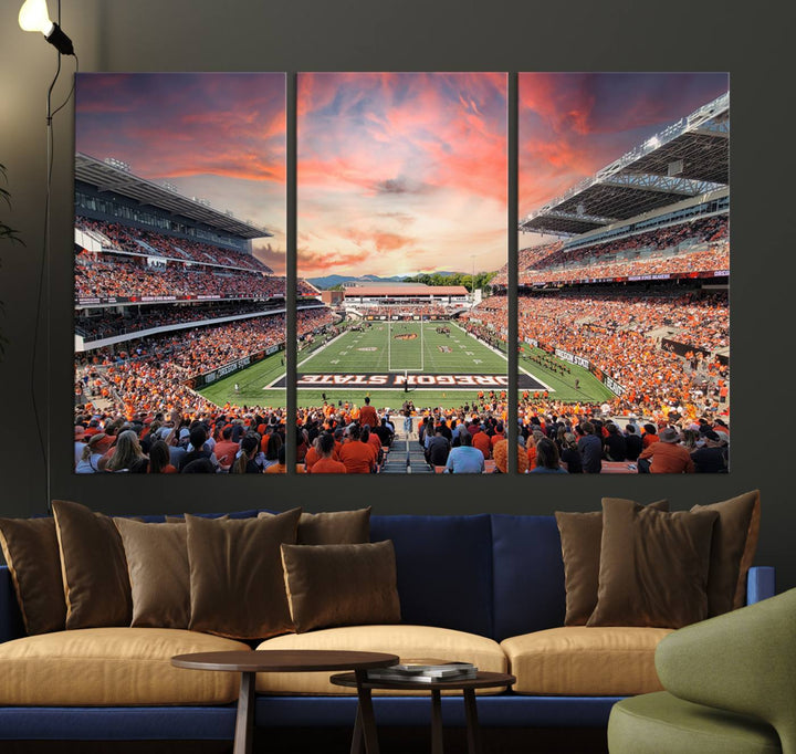 Oregon State Beavers Football Team Print - Corvallis Reser Stadium Wall Art Canvas Print