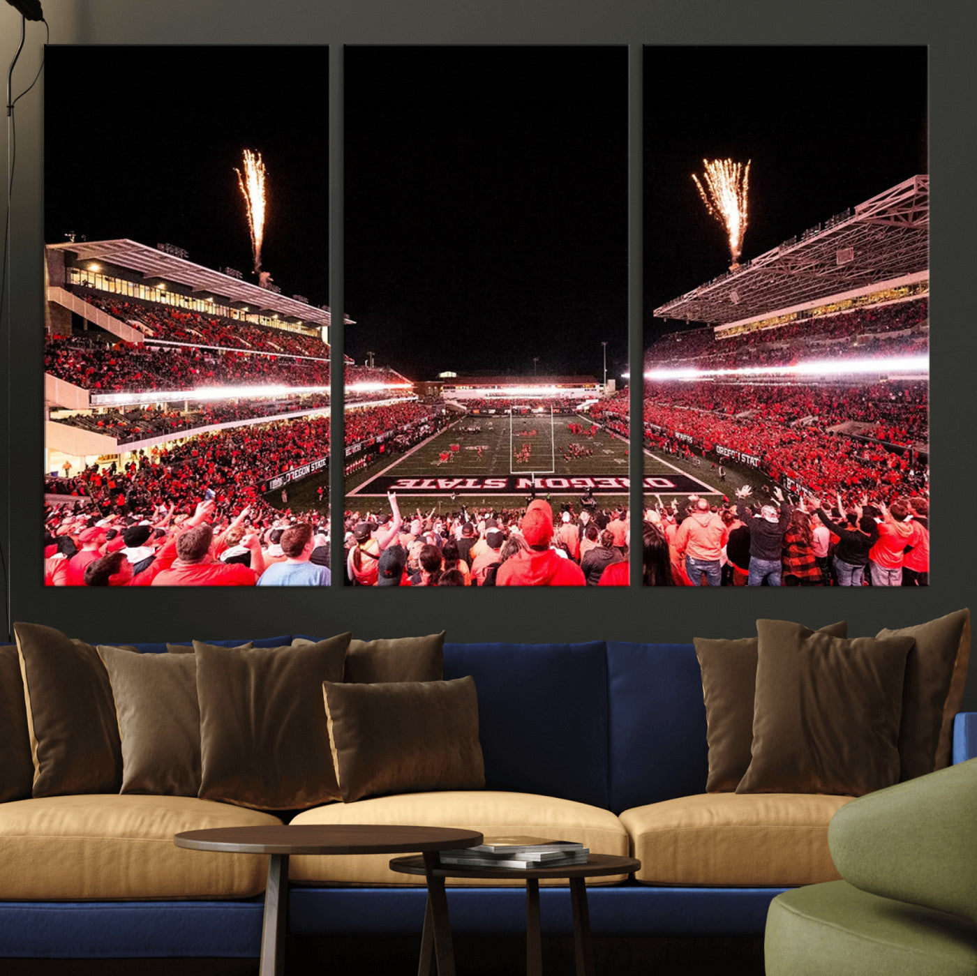 MGV-CV-48X32-3P - Oregon State Beavers Football Team Print - Corvallis Reser Stadium Wall Art Canvas Print