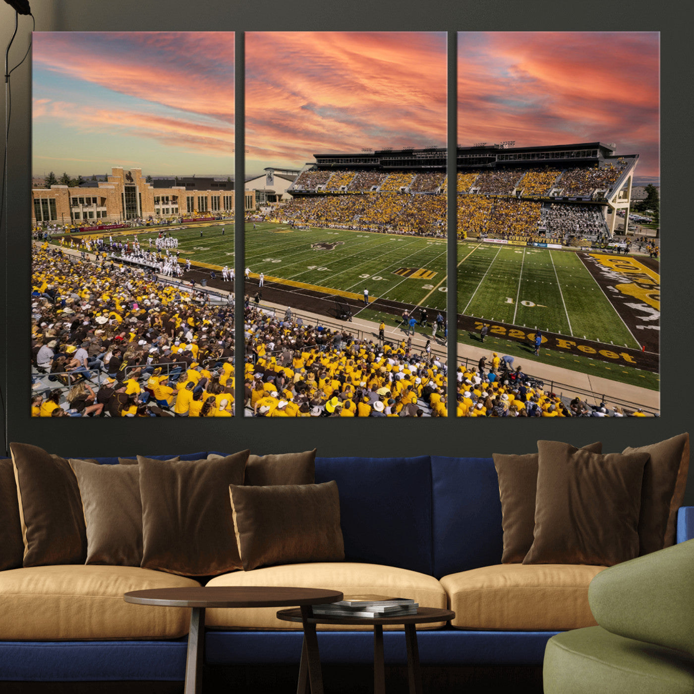 MGV-CV-48X32-3P - University of Wyoming Cowboys Football Team Print - Laramie Jonah Field War Memorial Stadium Wall