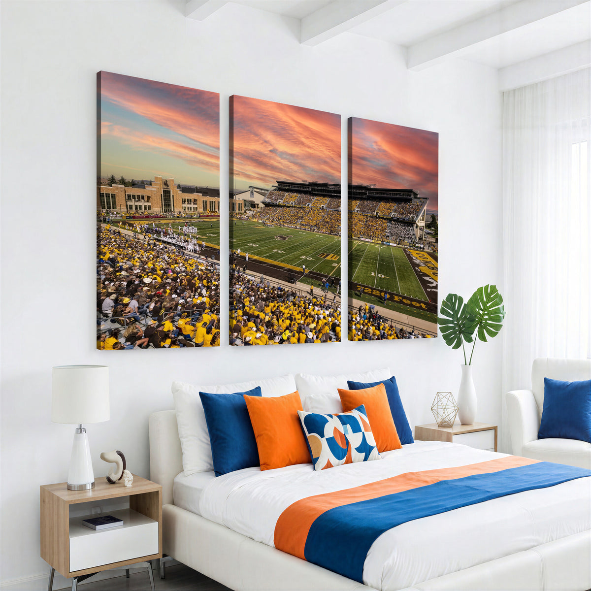 90508-MGV-CV-36X24 - University of Wyoming Cowboys Football Team Print, Laramie, Extra Large Game Room Wall Decor