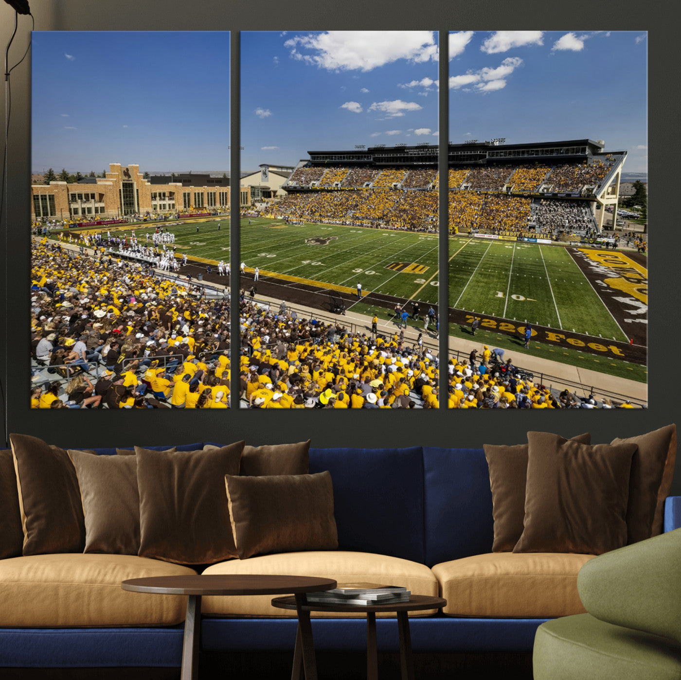 MGV-CV-48X32-3P - University of Wyoming Cowboys Football Team Print - Laramie Jonah Field War Memorial Stadium Wall