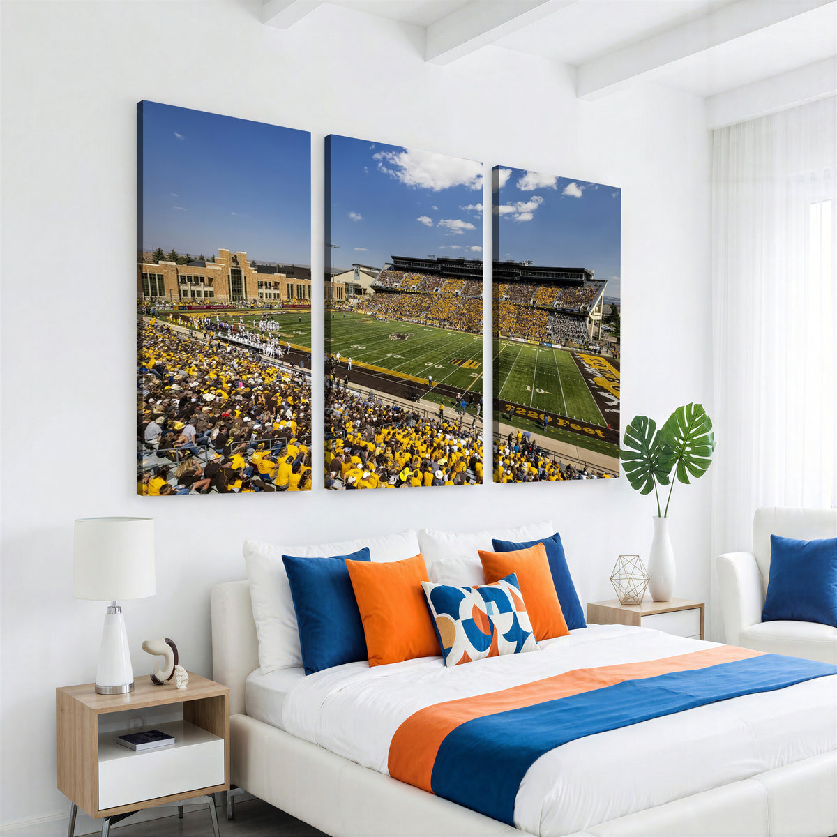 75112-MGV-CV-36X24 - University of Wyoming Cowboys Football Team Print, Laramie, Home Bar Wall Decor