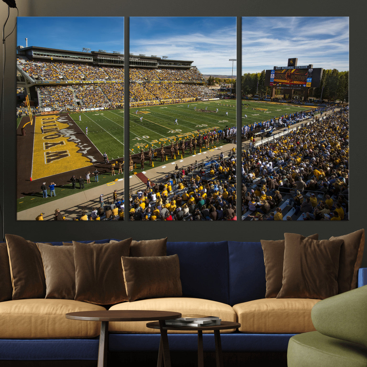 MGV-CV-48X32-3P - University of Wyoming Cowboys Football Team Print - Laramie Jonah Field War Memorial Stadium Wall
