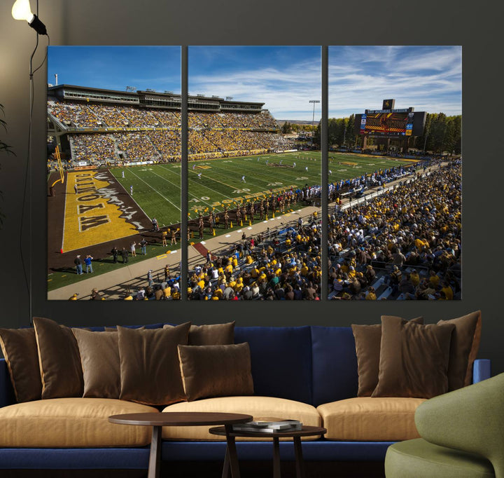 University of Wyoming Cowboys Football Team Print - Laramie Jonah Field at War Memorial Stadium Wall Art Canvas Print