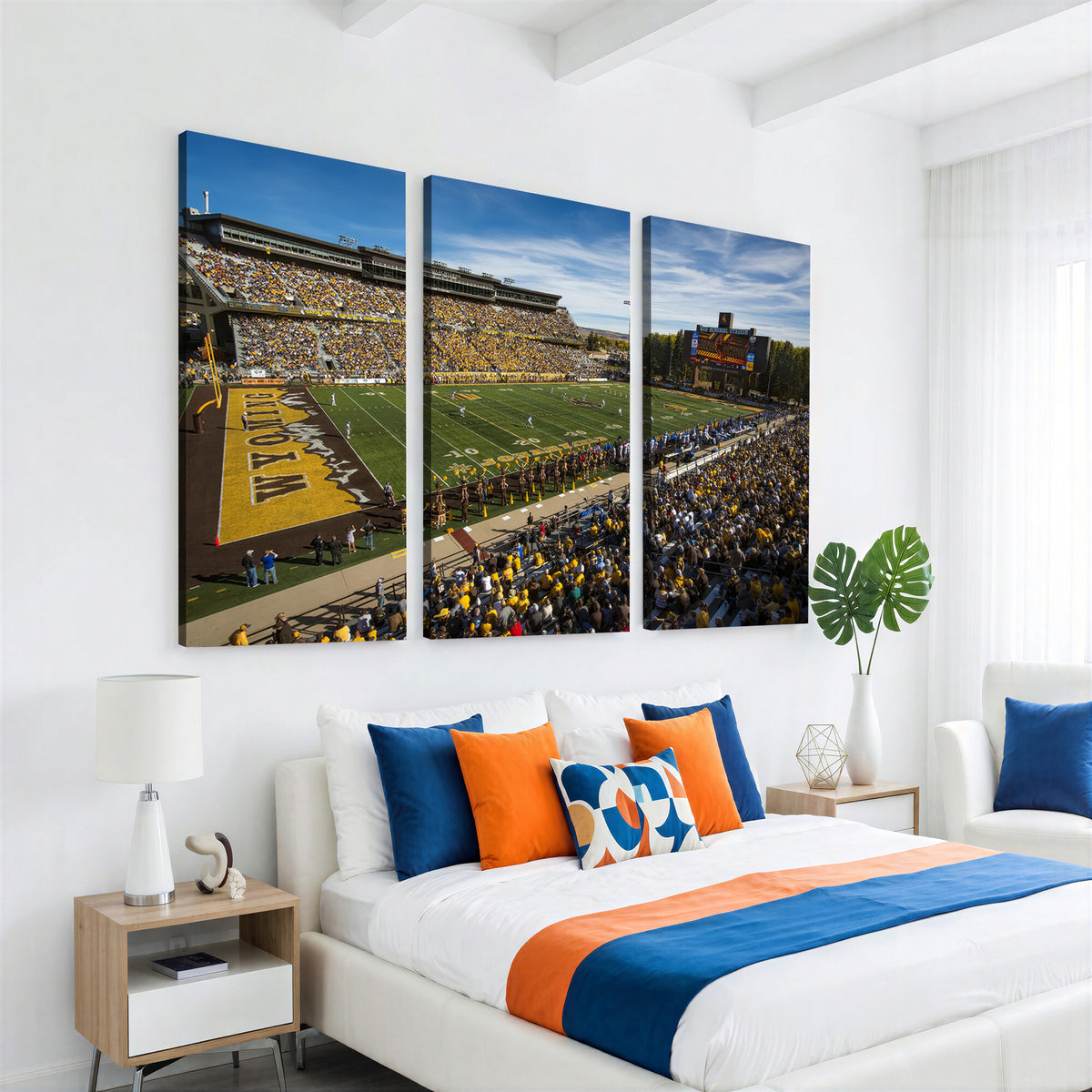 89846-MGV-CV-36X24 - University of Wyoming Cowboys Football Team Print, Laramie, Man Cave Wall Decor