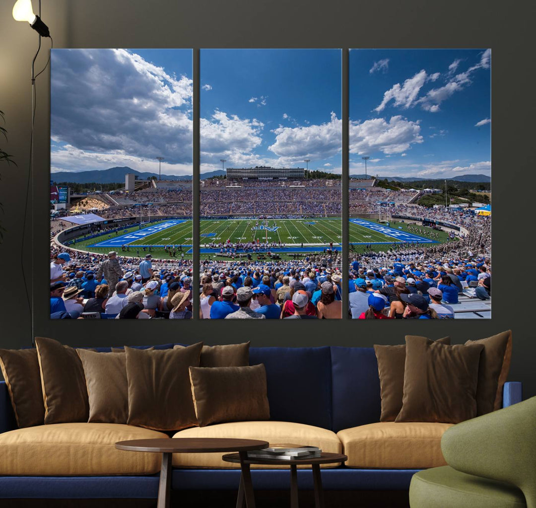 Air Force Falcons Football Team Print - Colorado Springs Falcon Stadium Wall Art Canvas Print