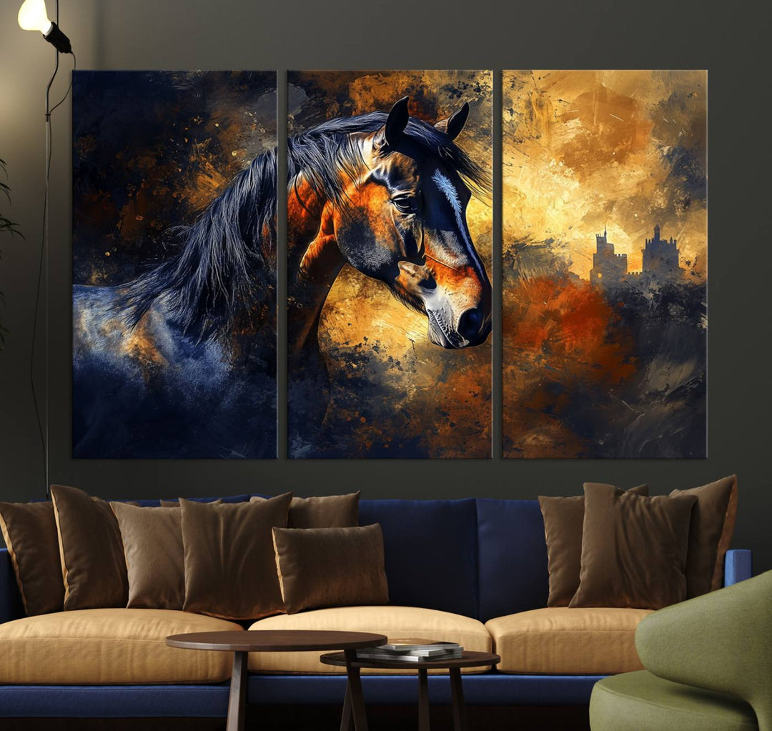 Abstract Horse Art Print - Abstract Canvas Wall Art | Perfect for Rustic Farmhouse, Modern, or Equestrian Wall Decor | Horse Lovers Home Decor