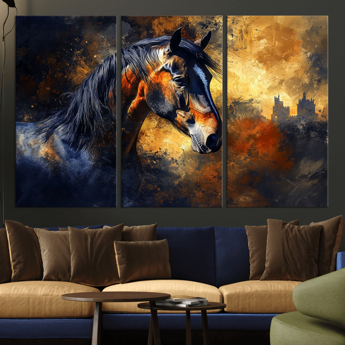 MGV-CV-48X32-3P - Abstract Horse Art Print - Abstract Canvas Wall Art | Perfect for Rustic Farmhouse, Modern, or