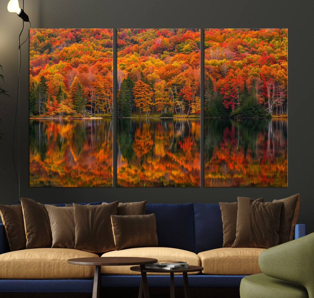 Autumn Reflection Canvas Print, Stunning Fall Foliage Wall Art, Serene Lake Landscape, Perfect Seasonal Decor Print