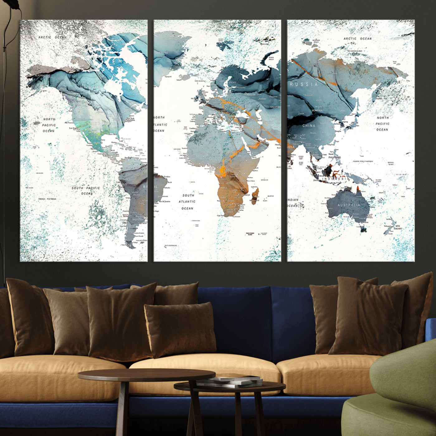 48730-MGV-CV-36X24-Push Pin World Map Canvas Print – Travel Tracker Wall Art for Couples, Perfect Anniversary Gift for Home or Office Decor