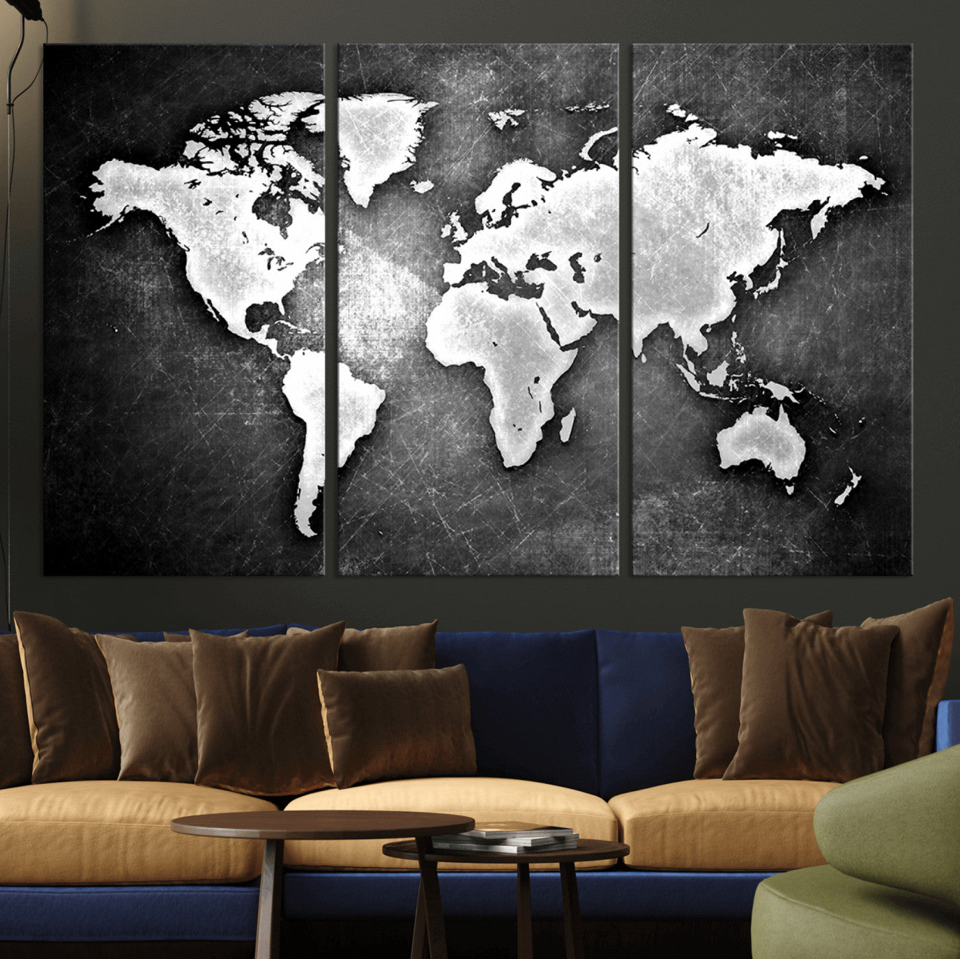 34390-MGV-CV-36X24-Push Pin World Map Canvas Print – Travel Tracker Wall Art for Couples, Perfect Anniversary Gift for Home or Office Decor
