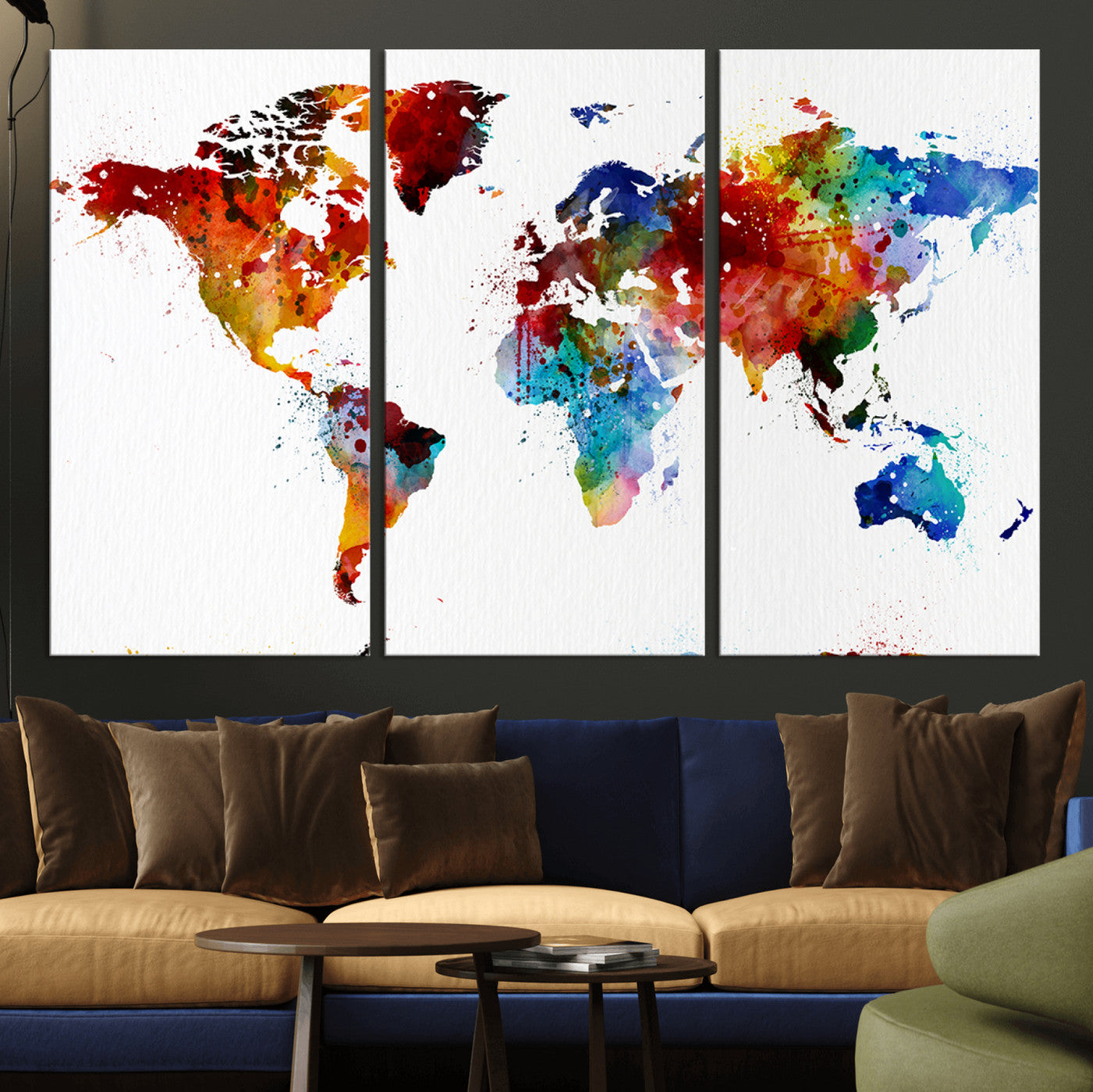 94085-MGV-CV-36X24-Push Pin World Map Canvas Print – Travel Tracker Wall Art for Couples, Perfect Anniversary Gift for Home or Office Decor