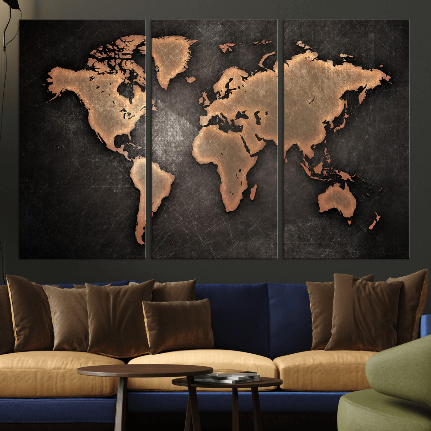 MGV-CV-48X32-3P - Push Pin World Map Canvas Print – Framed Wall Art for Couples to Track Their Travels – Anniversary