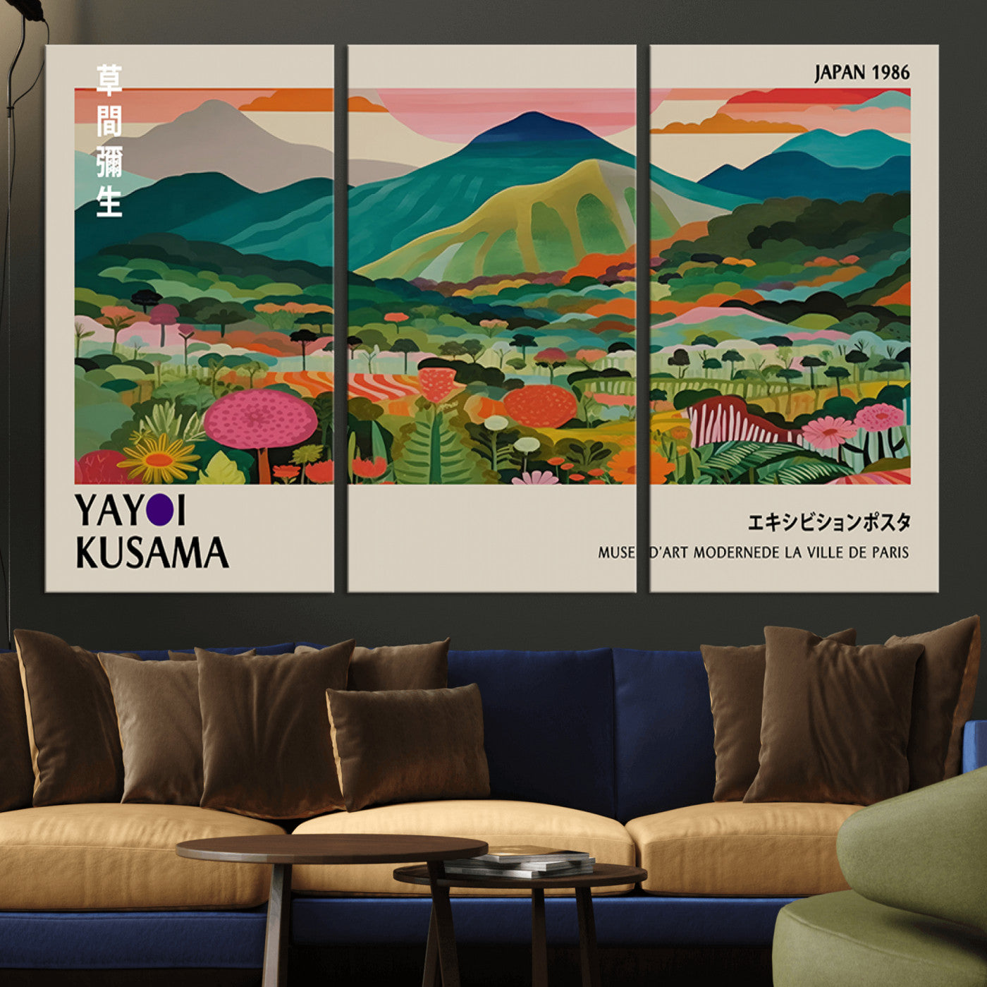 83384-MGV-CV-36X24-Yayoi Kusama Japan 1986 Canvas – Wabi Sabi Japanese Vibrant Abstract Wall Art Contemporary Canvas for Home, Office